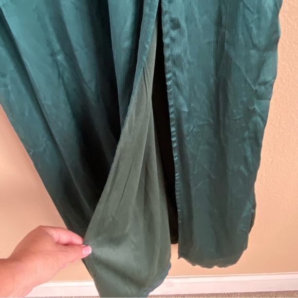 Baltic Born New Size L Prague Satin Smocked Empire‎ Waist Maxi Dress Dark Green - Picture 10 of 15